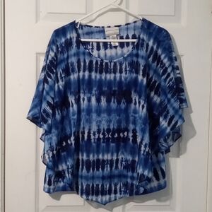 Alfred Dunner Navy and White Patterned Blouse